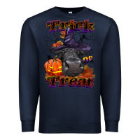 Navy Trick Or Treat Black Angus Heifer Premium Sweatshirt - LillyAllenDesigns