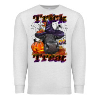 Oatmeal Heather Trick Or Treat Black Angus Heifer Premium Sweatshirt - LillyAllenDesigns