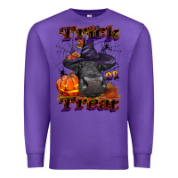 Purple Trick Or Treat Black Angus Heifer Premium Sweatshirt - LillyAllenDesigns