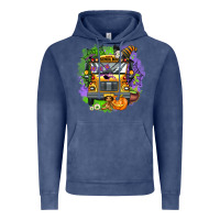 Vintage Denim halloween school bus Vintage Hoodie - AdoDesignShop