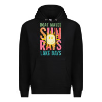 Black boat waves sun rays lake days Premium Hoodie - JahusDesignShop