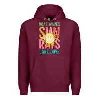Burgundy boat waves sun rays lake days Premium Hoodie - JahusDesignShop