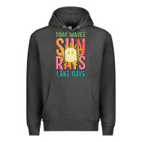 Charcoal Heather boat waves sun rays lake days Premium Hoodie - JahusDesignShop