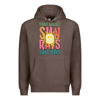 Coffee boat waves sun rays lake days Premium Hoodie - JahusDesignShop