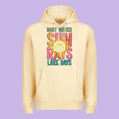 Boat Waves Sun Rays Lake Days Premium Hoodie Designed By Jahusdesignshop