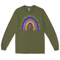 Army Green mardi gras rainbow Long Sleeve Tee - BarkalooDesign