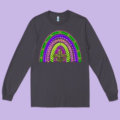 Mardi Gras Rainbow Long Sleeve Tee Designed By Barkaloodesign