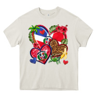 Cream dominican republic  hearts Heavy Core Tee - texasbilliewilder