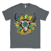 Charcoal Heather boho bullskull with sunflower and gemstone Classic Tee - Artiststas