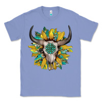 Colony Blue boho bullskull with sunflower and gemstone Classic Tee - Artiststas