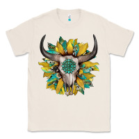 Boho Bullskull With Sunflower And Gemstone Classic Tee | Teevron