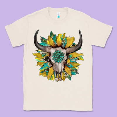 Boho Bullskull With Sunflower And Gemstone Classic Tee Designed By Artiststas