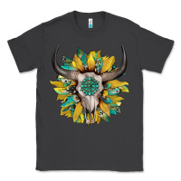 Smoke boho bullskull with sunflower and gemstone Classic Tee - Artiststas
