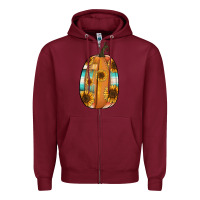 Burgundy Serape sunflower pumpkin Zipper Hoodie - NancyCooperArtShop