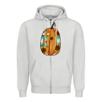 Dove Grey Serape sunflower pumpkin Zipper Hoodie - NancyCooperArtShop
