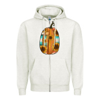 Oatmeal Heather Serape sunflower pumpkin Zipper Hoodie - NancyCooperArtShop