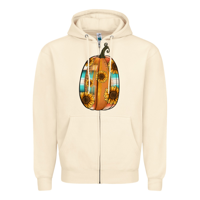 Serape Sunflower Pumpkin Zipper Hoodie by NancyCooperArtShop | Teevron