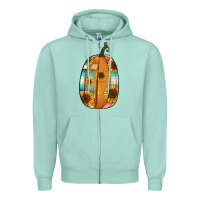 Seafoam Serape sunflower pumpkin Zipper Hoodie - NancyCooperArtShop