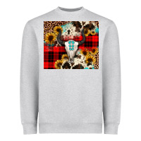 Heather Grey bullskull Sunflower Heavyweight Sweatshirt - JahusDesignShop