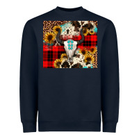 Navy bullskull Sunflower Heavyweight Sweatshirt - JahusDesignShop