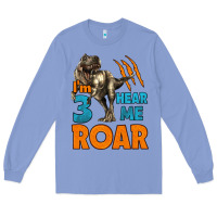 Colony Blue i'm three hear me roar dinosaur birthday Long Sleeve Tee - LillyAllenDesigns