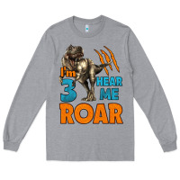 Heather Grey i'm three hear me roar dinosaur birthday Long Sleeve Tee - LillyAllenDesigns