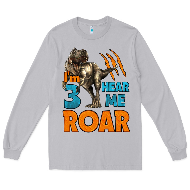 I'm Three Hear Me Roar Dinosaur Birthday Long Sleeve Tee by LillyAllenDesigns | Teevron