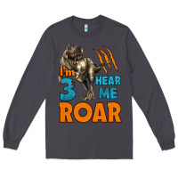 Smoke i'm three hear me roar dinosaur birthday Long Sleeve Tee - LillyAllenDesigns