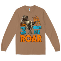Toasted Coconut i'm three hear me roar dinosaur birthday Long Sleeve Tee - LillyAllenDesigns