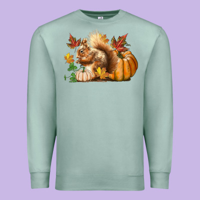 Fall Squirrel Premium Sweatshirt Designed By Lillyallendesigns