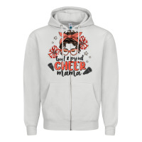 Dove Grey loud&proud mama messy bun Zipper Hoodie - MaliasSmallBusiness