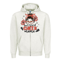 Oatmeal Heather loud&proud mama messy bun Zipper Hoodie - MaliasSmallBusiness