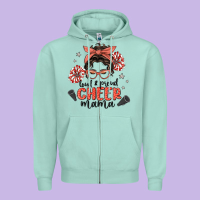 Loud&proud Mama Messy Bun Zipper Hoodie Designed By Maliassmallbusiness