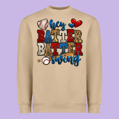 Hey Batter Batter Swing Baseball Heavyweight Sweatshirt Designed By Jasminsmagicworld