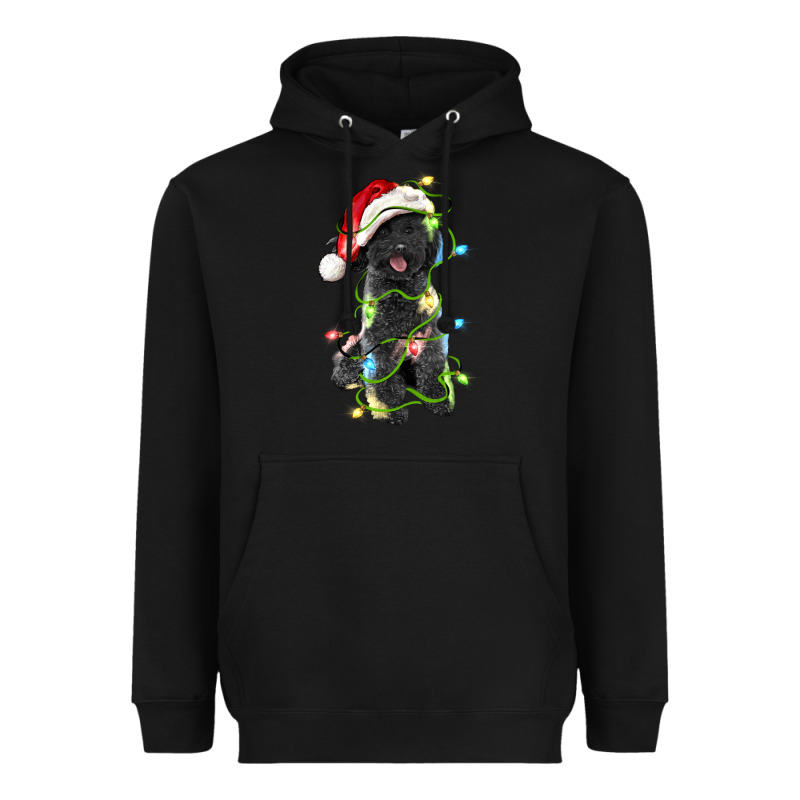 Christmas Black Poodles Dog Heavyweight Hoodie by LillyAllenDesigns | Teevron