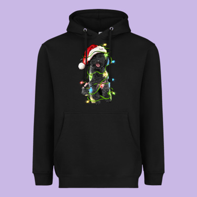 Christmas Black Poodles Dog Heavyweight Hoodie Designed By Lillyallendesigns