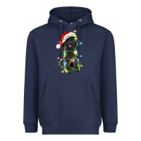 Navy christmas black poodles dog Heavyweight Hoodie - LillyAllenDesigns