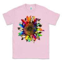 Bubblegum Pink tie dye sunflower with cowhide Classic Tee - Artiststas