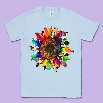 Tie Dye Sunflower With Cowhide Classic Tee Designed By Artiststas