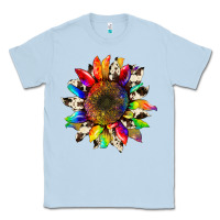 Dusty Blue tie dye sunflower with cowhide Classic Tee - Artiststas