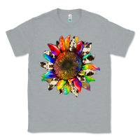 Heather Grey tie dye sunflower with cowhide Classic Tee - Artiststas