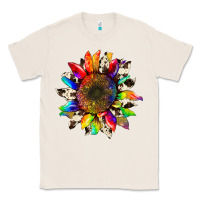 Natural tie dye sunflower with cowhide Classic Tee - Artiststas