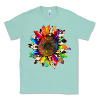 Seafoam tie dye sunflower with cowhide Classic Tee - Artiststas