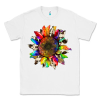 White tie dye sunflower with cowhide Classic Tee - Artiststas