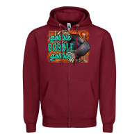 Burgundy Thanksgiving Turkey Gobble Gobble Zipper Hoodie - NancyCooperArtShop