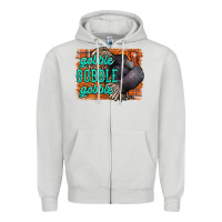 Dove Grey Thanksgiving Turkey Gobble Gobble Zipper Hoodie - NancyCooperArtShop