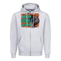 Heather Grey Thanksgiving Turkey Gobble Gobble Zipper Hoodie - NancyCooperArtShop
