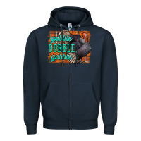 Navy Thanksgiving Turkey Gobble Gobble Zipper Hoodie - NancyCooperArtShop
