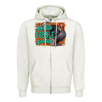 Oatmeal Heather Thanksgiving Turkey Gobble Gobble Zipper Hoodie - NancyCooperArtShop