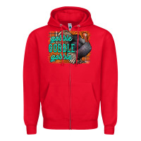 Red Thanksgiving Turkey Gobble Gobble Zipper Hoodie - NancyCooperArtShop
